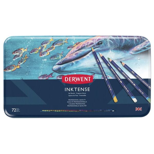 Akvarellfärgade pennor - Derwent - Inktense - Set med 72 - Professionell kvalitet - Blandat