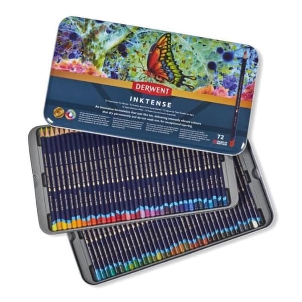 Akvarellfärgade pennor - Derwent - Inktense - Set med 72 - Professionell kvalitet - Blandat