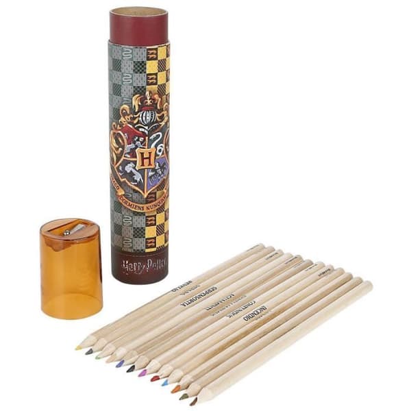 Färgpennor - Harry Potter - Hogwarts - 12 Pennor - Inkluderad Spelpenna - 2 Målarblad