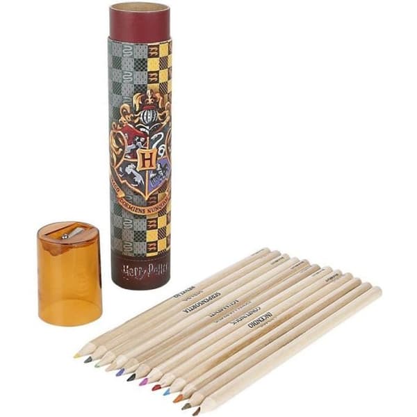 Färgpennor - Harry Potter - Hogwarts - 12 Pennor - Inkluderad Spelpenna - 2 Målarblad