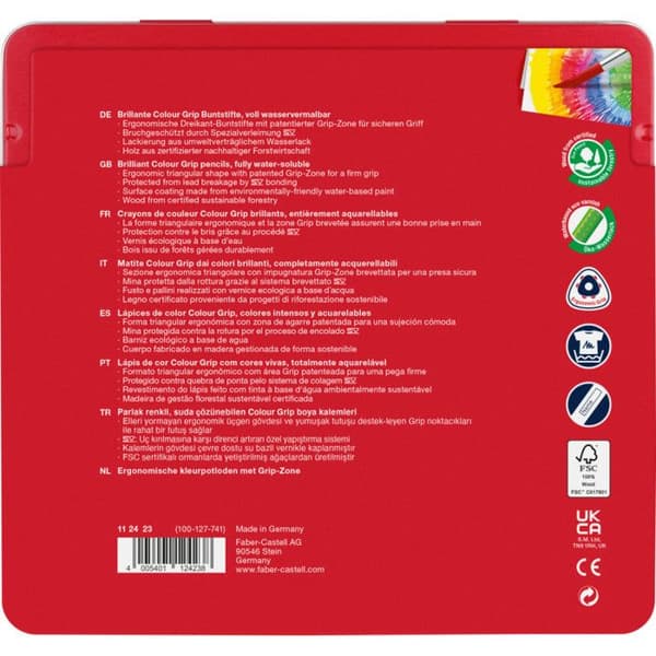 Färgpennor - FABER-CASTELL - Colour Grip - 24 stycken - Assorterande färger - Tvättbara