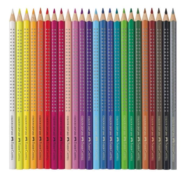 Färgpennor - FABER-CASTELL - Colour Grip - 24 stycken - Assorterande färger - Tvättbara