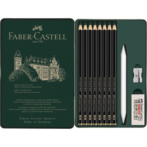 Kartong med 11 grafitpennor Pitt Graphite Matt Faber-Castell