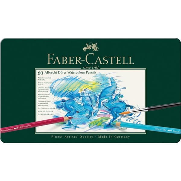 Vattenfärgskritor i låda - FABER-CASTELL - Dürer - 60 kritor - Flerfärgad - Trä
