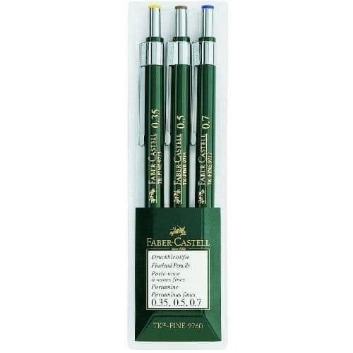 Faber Castell TK Påse med 3 finspetsade mekaniska pennor