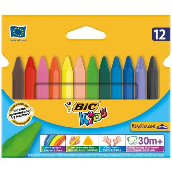 BIC Kids - Plastidecor Triangle 12 färgkritor