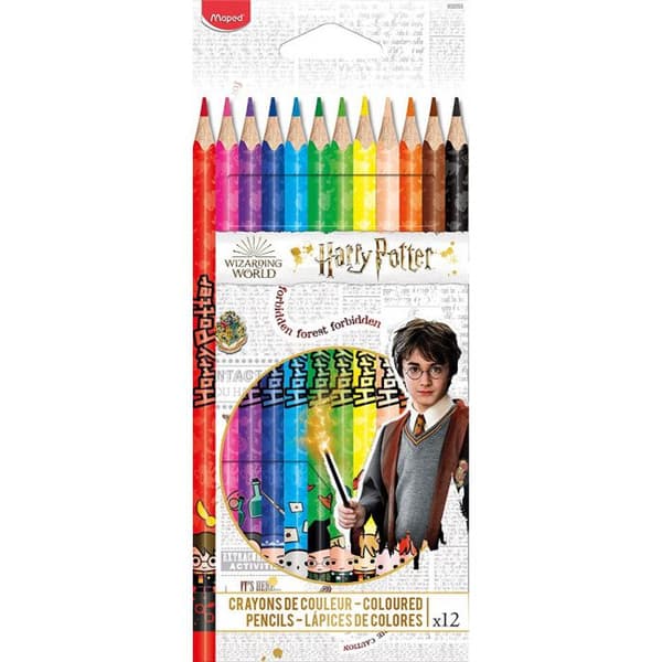 Färgpennor - Maped - Harry Potter - 12 delar - Resistent bly - Trä