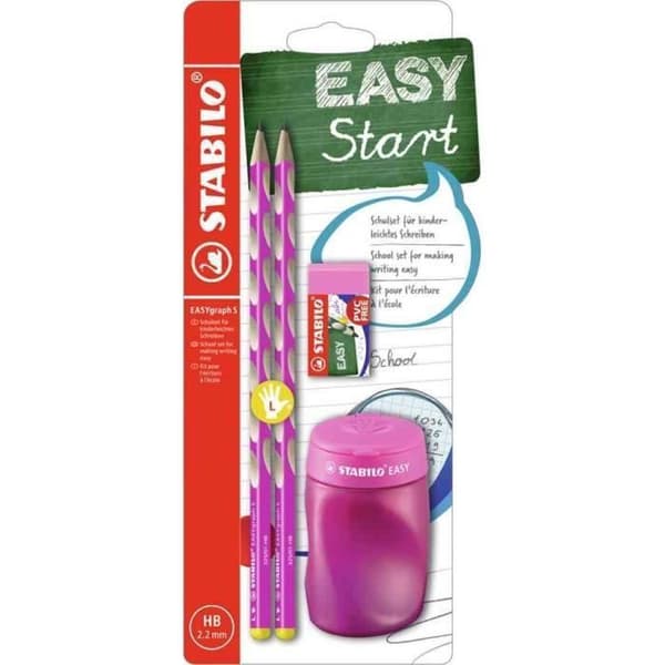 Skrivset - STABILO - EASYgraph S - Högerhänt - Rosa - Ergonomisk och Halkskyddande