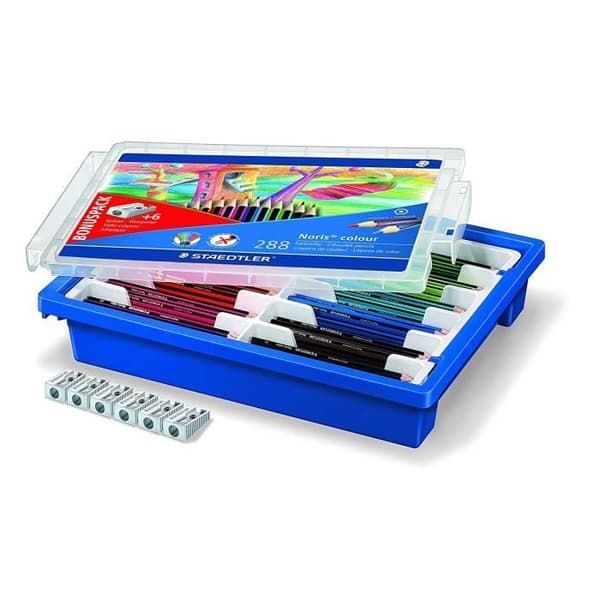 Staedtler Noris färgpennor 185 Färgpennor med 6 vässare Assortiment Pack om 288 - 185 G288