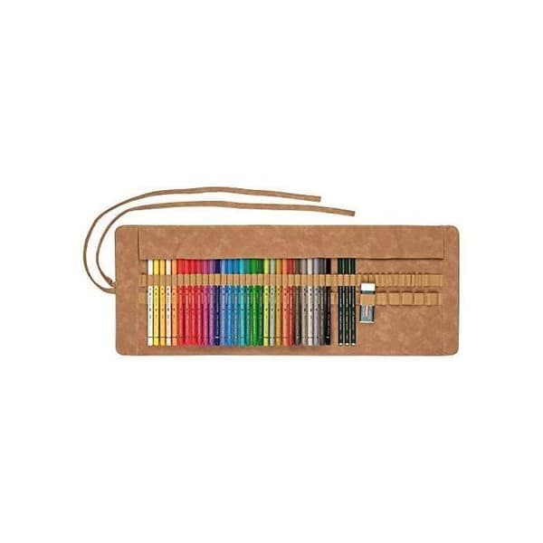Faber-Castell Polychromo 110030 Set med 30 Polychromo färgpennor i läder och okrossbara vattentäta tillbehör för yrken