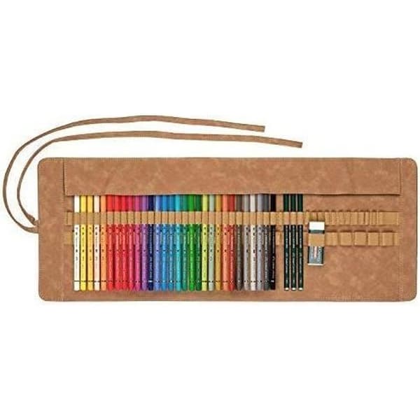 Faber-Castell Polychromo 110030 Set med 30 Polychromo färgpennor i läder och okrossbara vattentäta tillbehör för yrken