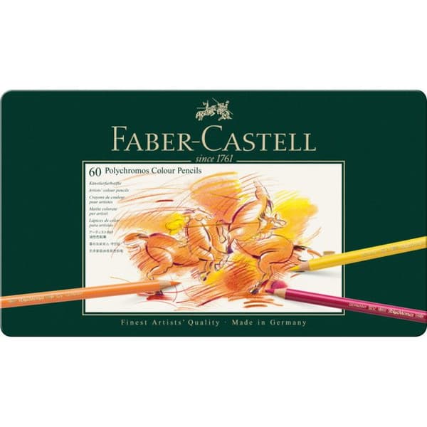 Färgpennor - FABER-CASTELL - Polychromos - Förpackning med 60 - Flera färger - Metall