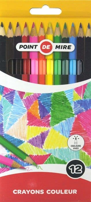Färgpenna - oljig krita Fokuspunkt 12 färgpennor 18 cm Pp Papper Skolmaterial