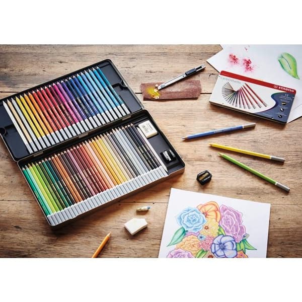 Pastellkrita - STABILO - CarbOthello - Brun - Kartong med 12 stycken - Stift 4,4 mm
