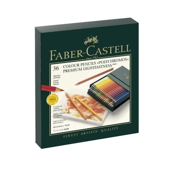 Polychromos kritor - FABER-CASTELL - Fodral med 36 st - Blyertshuvud Ø 3,8 mm - Rosenträ - Miljövänlig lack