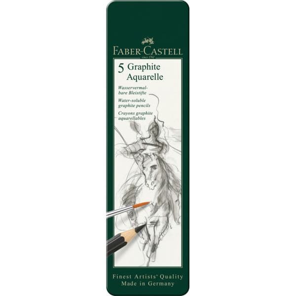 Pennor - FABER-CASTELL - 5 akvarellpennor i grafit - Grafitfärg - Fodral ingår - Blandat