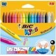 Färgkritor - BIC - Kids Plastidecor x18 - Rund kropp - Ultraren - Vässar som en penna