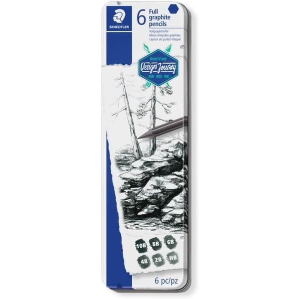 Staedtler Mars Lumograph 100G, Helgrafitpennor för konstnärlig teckning, träfri och med lackad kropp, Box