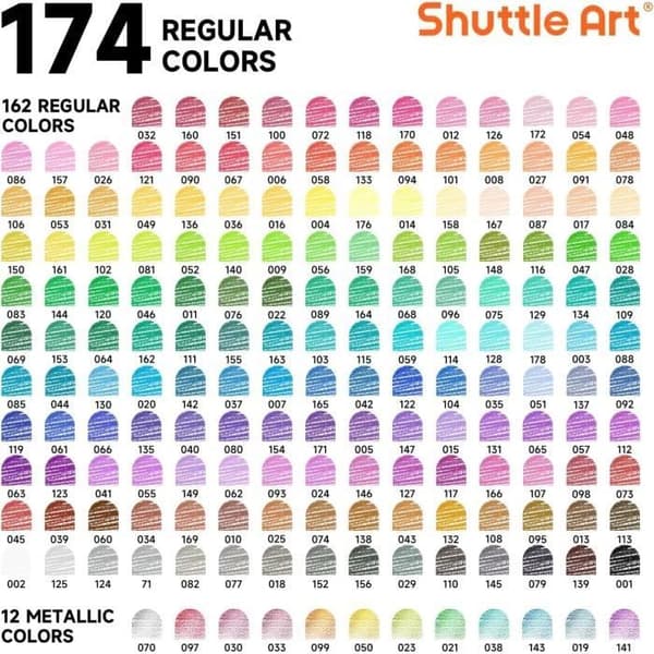 Färgpennor - Shuttle Art - 174 Färger - Metallfodral - Icke giftiga - Professionell