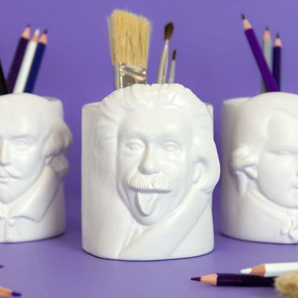 Pencilställ - Balvi - Albert Einstein - Keramik - Vit - 11,2x9x10 cm
