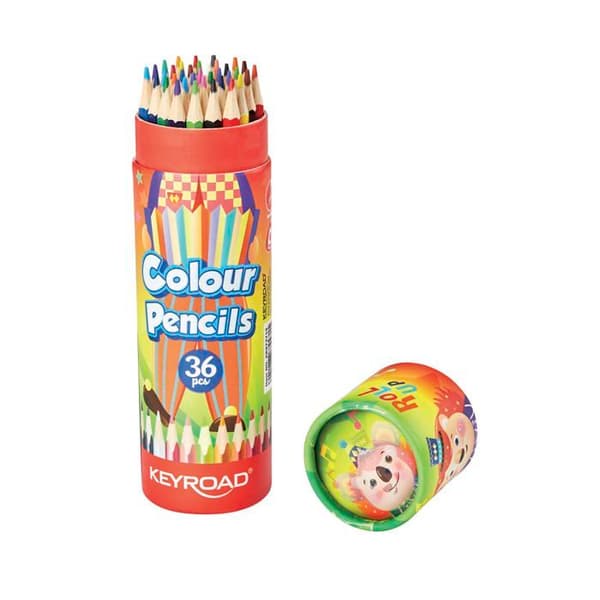 Keyroad - KR972719 - Triangulära kritor, 36 stycken, i tub, blandade färger