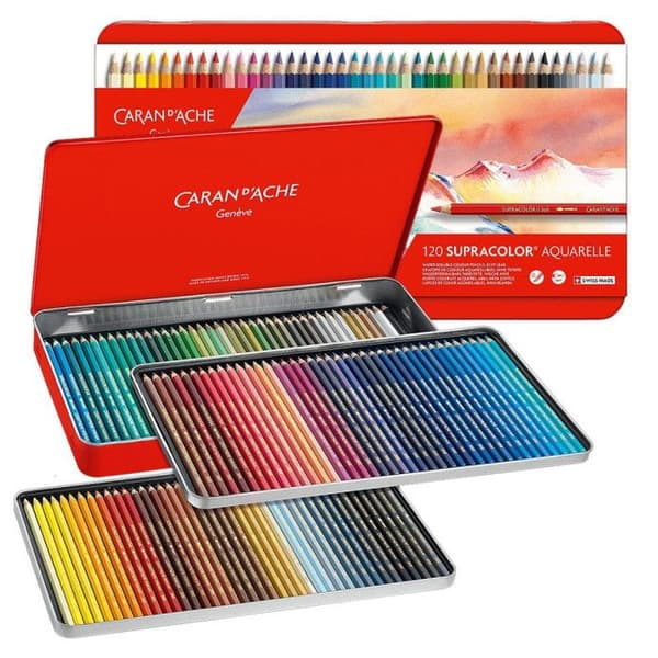 Caran d'Ache Set med 120 Supracolor Soft pennor i metalllåda