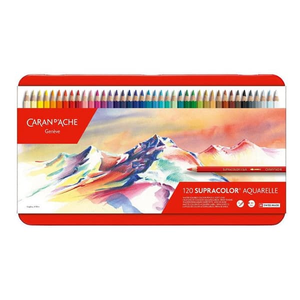 Caran d'Ache Set med 120 Supracolor Soft pennor i metalllåda