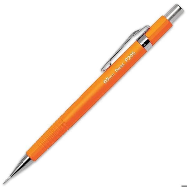 Pentel P205 automatisk mekanisk penna, 0,5 mm, enkel penna, fluorescerande orange