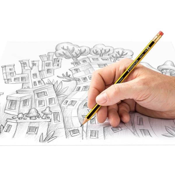 Grafitpenna - Staedtler bly - 122-2BK10D - Paket med 10 HB grafitpennor med suddgummi spets