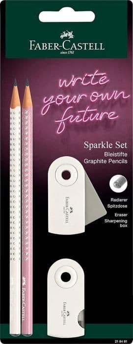 Grafitkritor - Faber-Castell - Rosa/kokosnöt-set - 2 x kritor - 1 x suddgummi - 1 x blyertssuddig