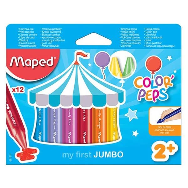 Vaxkritor - Maped - My First Wax Jumbo - 12 färger - Triangulär form - För bebisar