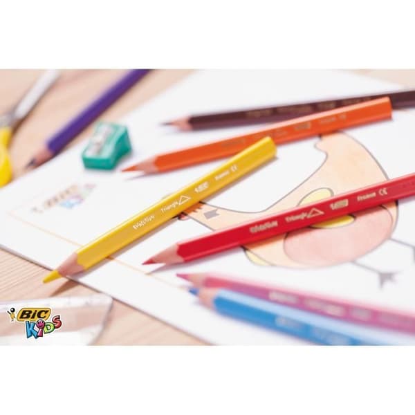 BIC Kids Evolution Triangle ECOlutions Triangulära färgpennor - blandade färger, kartong om 12