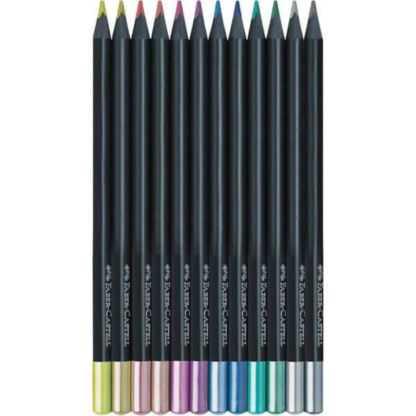 Färgpennor - Black Edition - 12 stycken - Metallisk - Svart trä - Supersoft