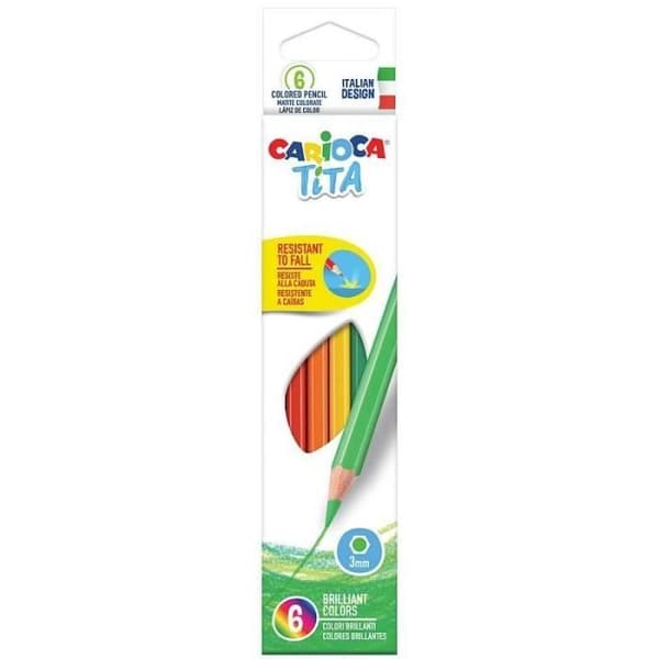 Färgpennor - CARIOCA - TITA - Kartong med 6 - Flerfärgad - Från 3 år
