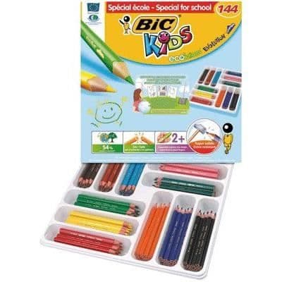Färgpennor - BIC KIDS - Triangulär Evolution - 144-styck - Klara färger - Syntetisk harts