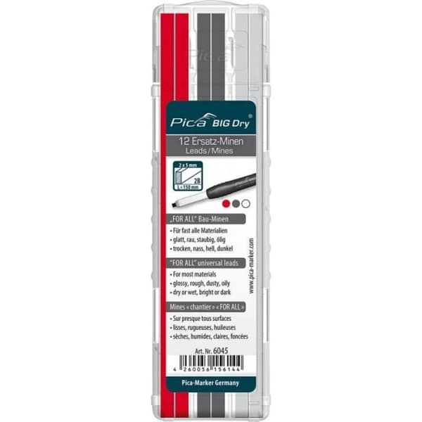 Carpenter penna BIG Dry 6045 BIG Dry FORALL Bau Graphit vit röd Pica - 4260056156144 Röd