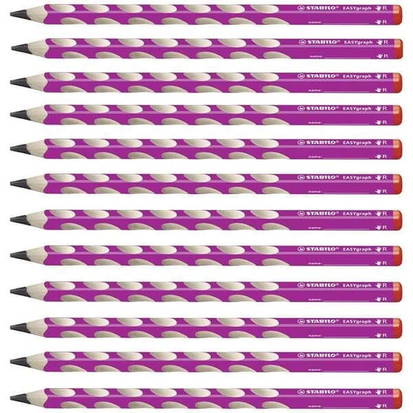 STABILO EASYgraph - 12-pack ergonomiska grafitpenna HB (rosa) - Högerhänt - 322/01-HB