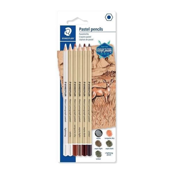 Staedtler Mars Lumograph Pastell, högkvalitativa pastellpennor för konstnärlig ritning på papper, Journey Design Range, Case b