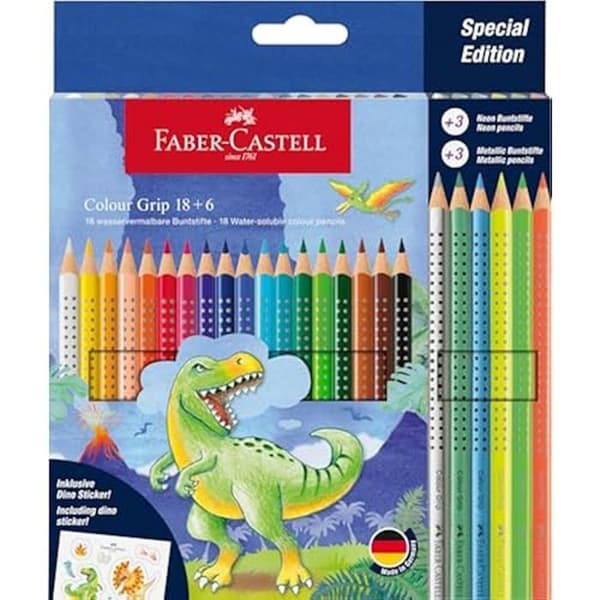 Set med färgpennor - FABER-CASTELL - 201546 - 24 delar - Okrossbara - Metallic och neon