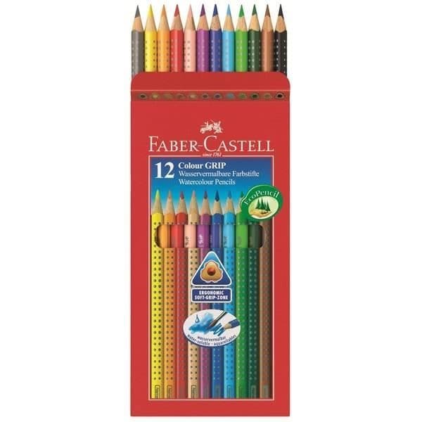 Färgpennor - FABER-CASTELL - Färggrepp - 12 delar - Diverse - Tvättbar