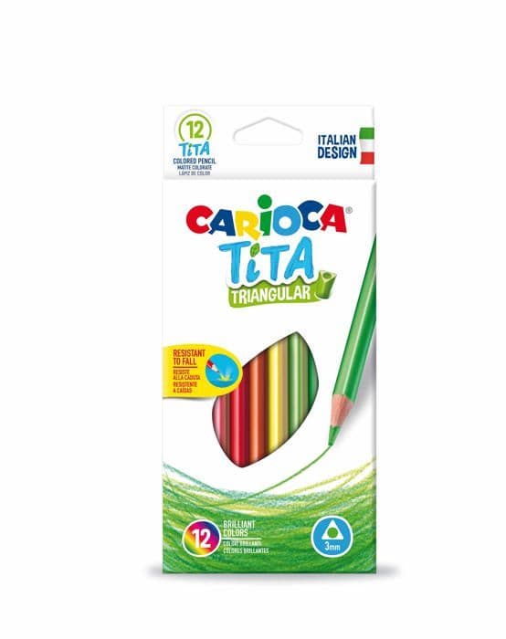 Färgpenna - Carioca oljig krita - A52703512 - 42786 Set med 12 triangulära Tita färgpennor