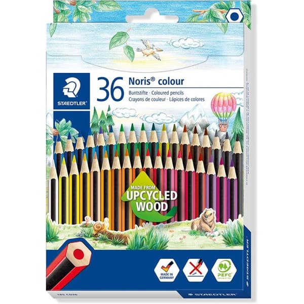 36 färgpennor - Tillverkade av återvunnet trä - Staedtler - Noris Colour 185