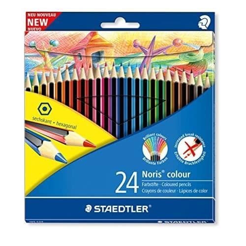 Färgpennor - STAEDTLER - NORIS COLOUR 185 C24 - Förpackning med 24 - Ultra hållbara - Certifierat trä