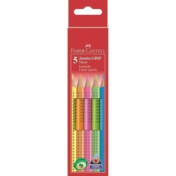 FABER-CASTELL 5 Jumbo Grip Neonfärgade pennor
