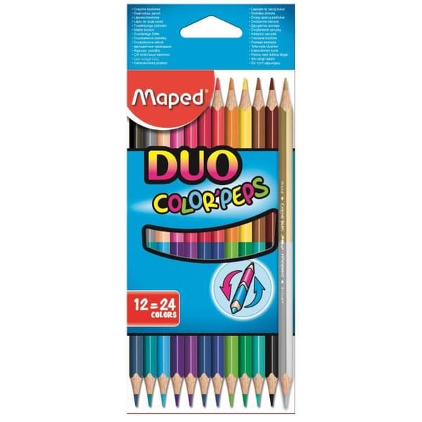 Färgpennor - MAPED - Color'peps - 12 Bicolor - Mjuk bly - Triangulär