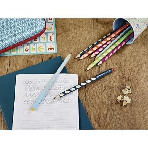 Stabilo EASYgraph - Set med 6 ljusblå HB ergonomiska grafitpennor - Vänsterhänt - 321/02-HB-6