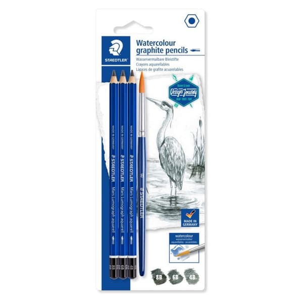 3 kritor mina grafit - Aquarellbar - 8B 6B 4B - Mars Lumograph Aquarell - Staedtler