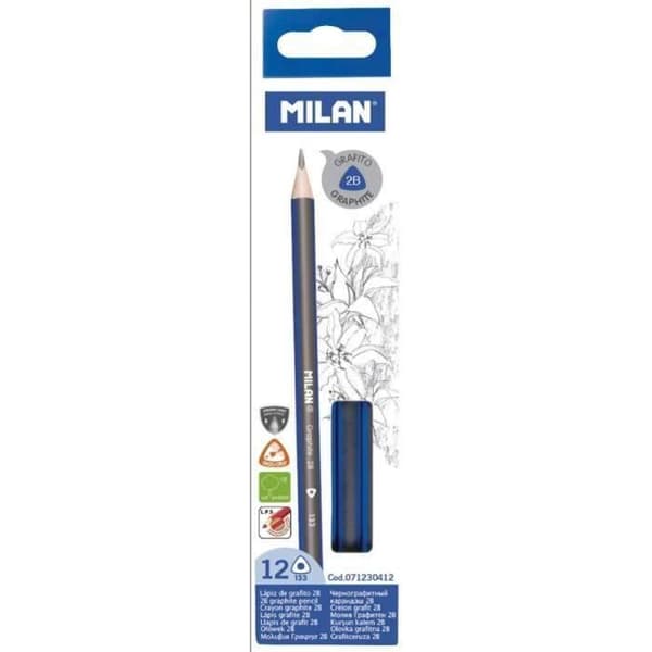 Pochette med 12 triangulära 2B grafitstift