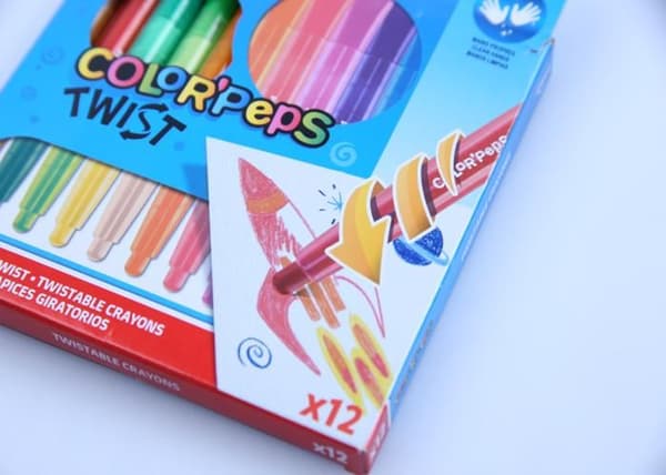 Vaxkrita - Color'Peps - Twist - 12 färger - Retraktabel spets - Plastöverdrag