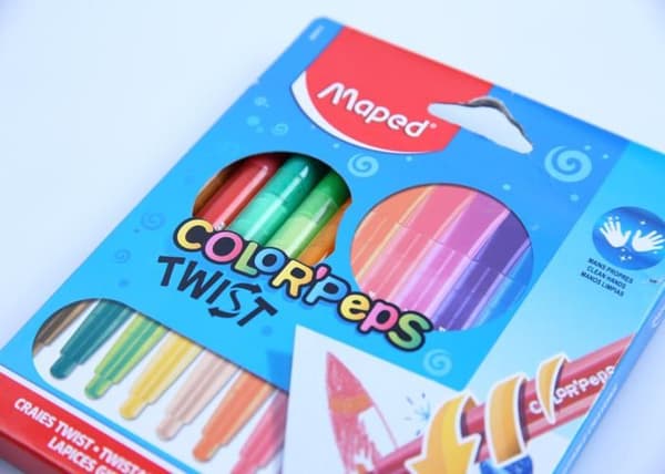 Vaxkrita - Color'Peps - Twist - 12 färger - Retraktabel spets - Plastöverdrag